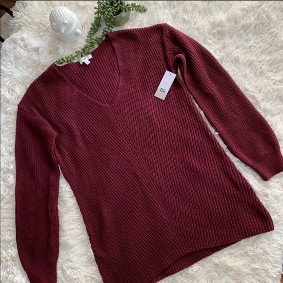 bp Sweaters - NWT Burgundy V Neck Long Sleeve Sweater - Size S
